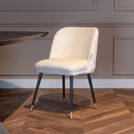 Eetkamerstoel Alicia | Wit Chenille | Brandvertragend
