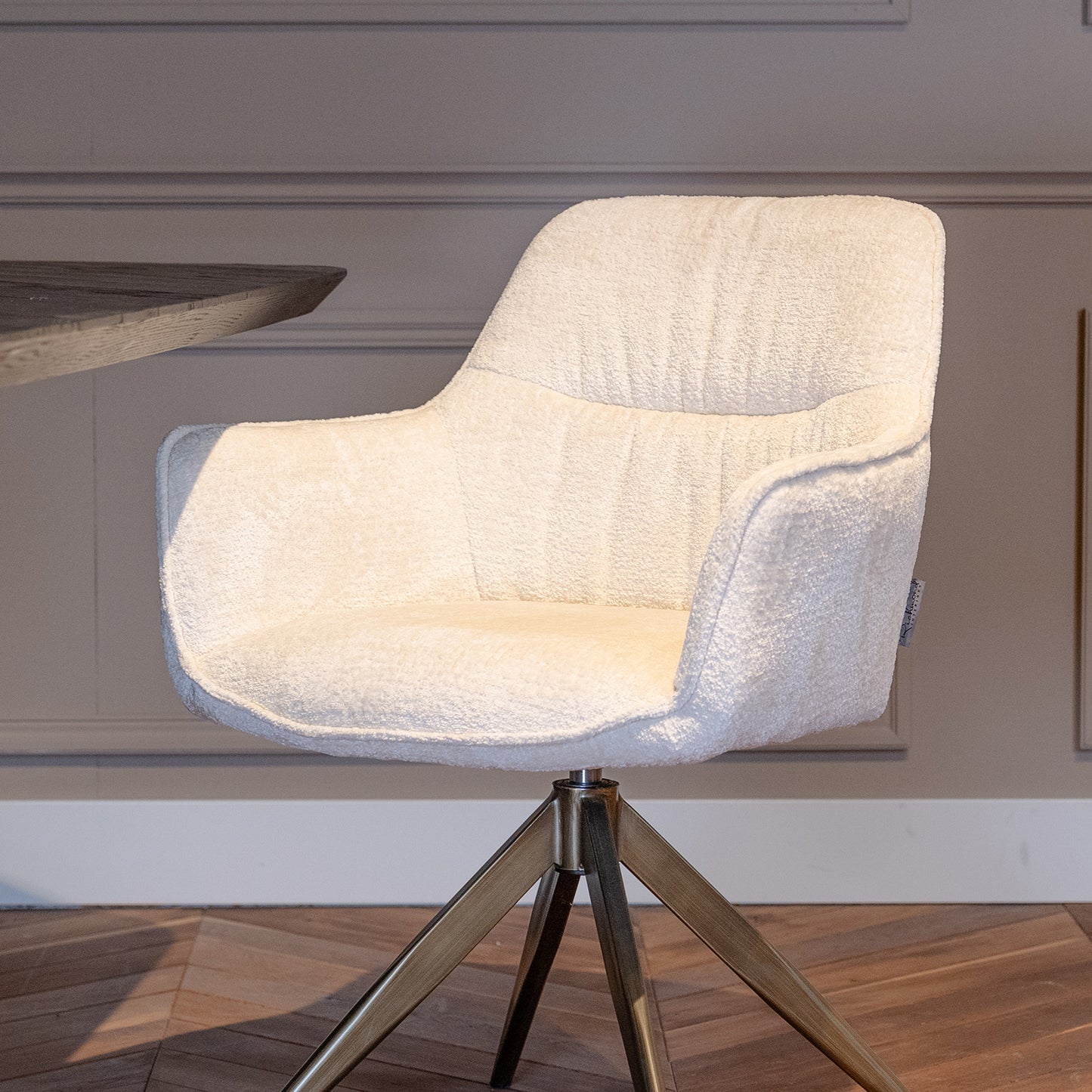 Eetkamerstoel Aline | White Chenille | Brandvertragend