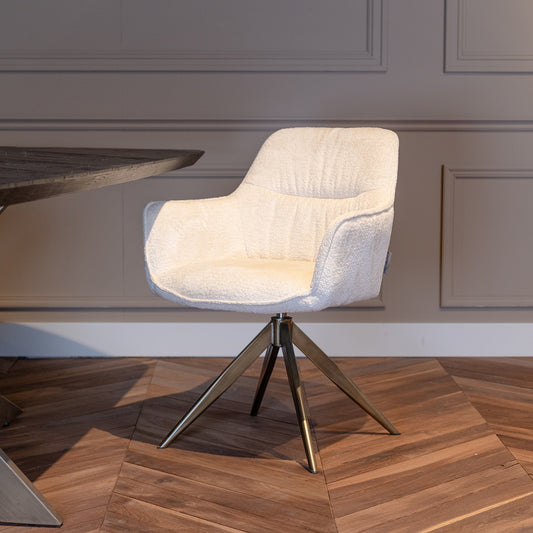 Eetkamerstoel Aline | White Chenille | Brandvertragend