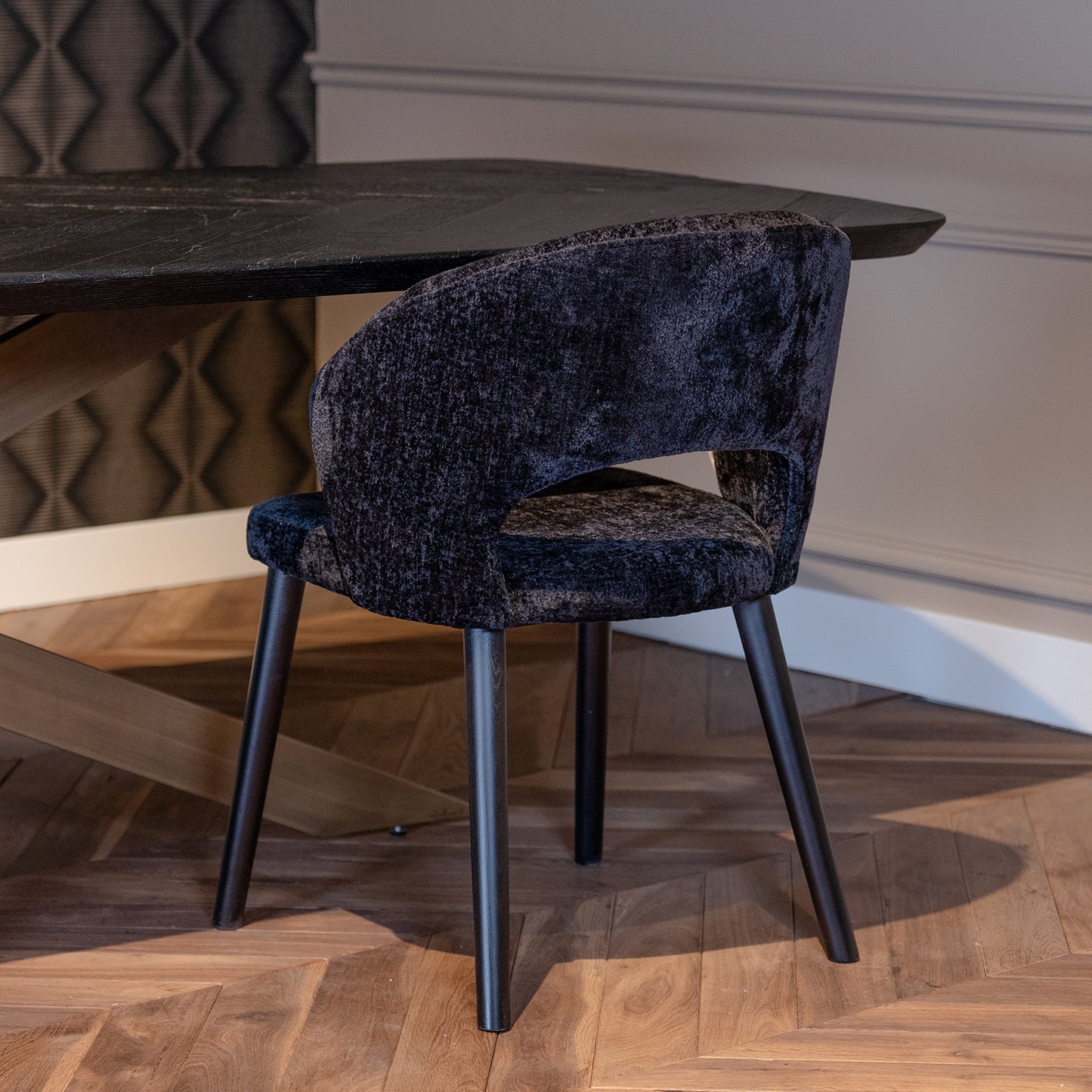 Eetkamerstoel Savoy | Zwart Chenille