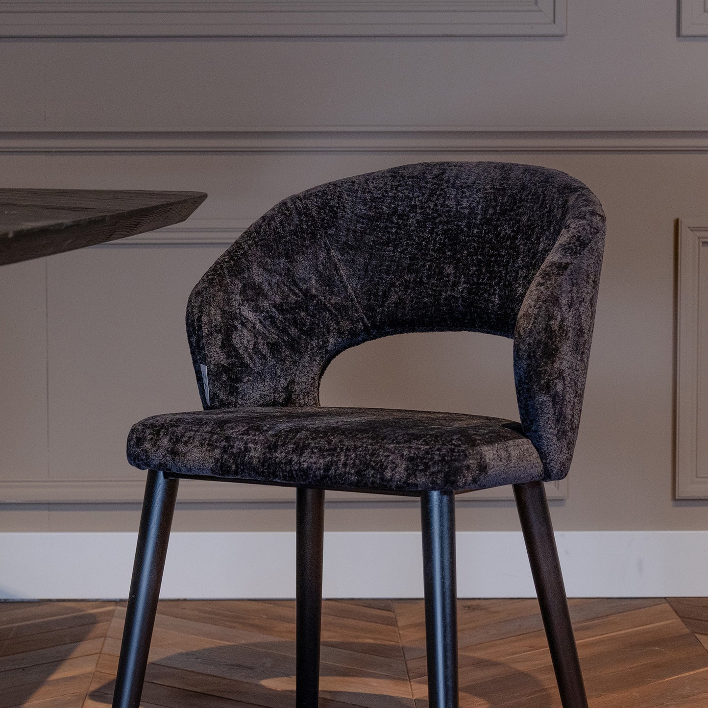Eetkamerstoel Savoy | Zwart Chenille