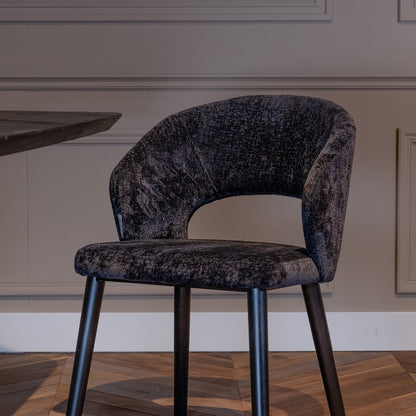 Eetkamerstoel Savoy | Zwart Chenille