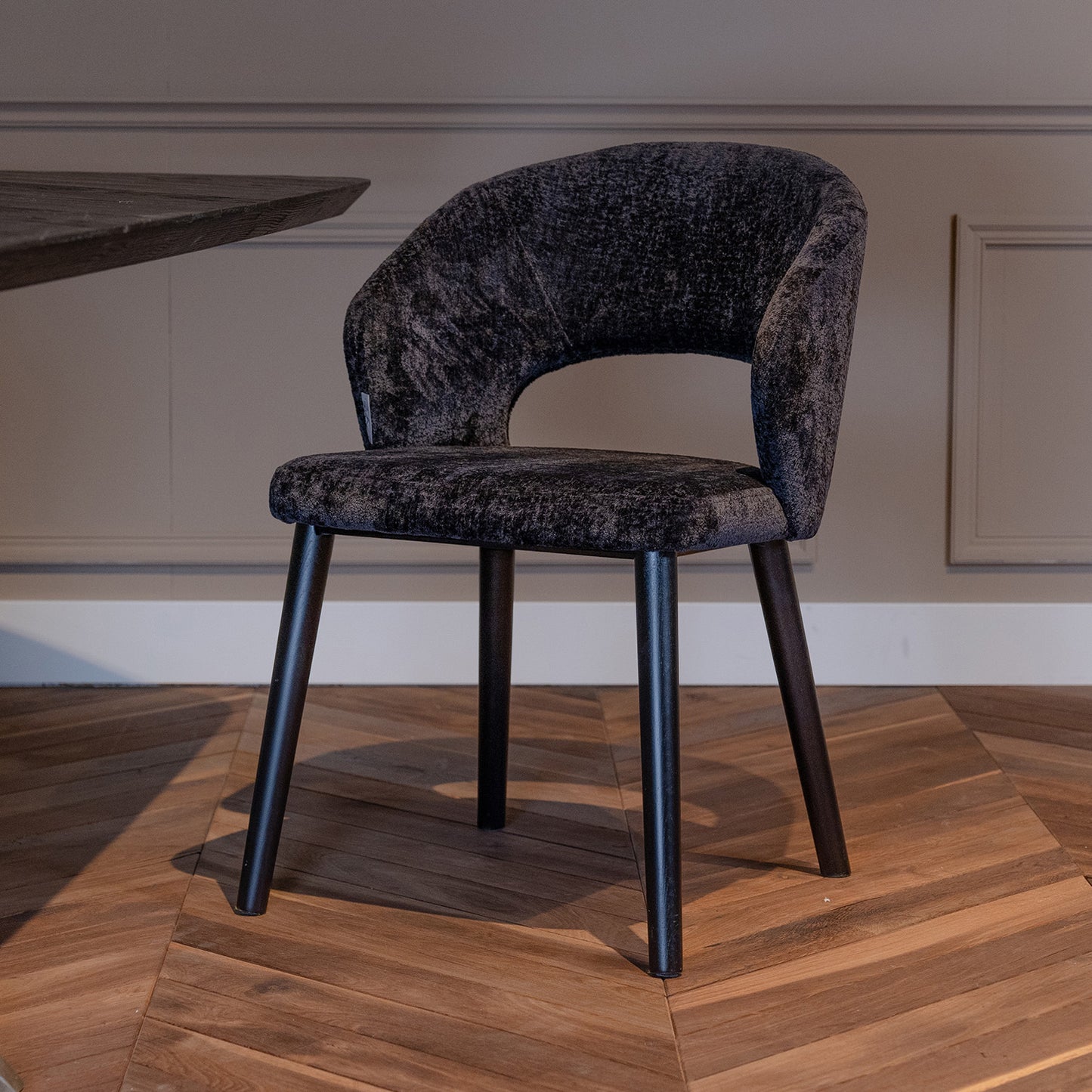 Eetkamerstoel Savoy | Zwart Chenille