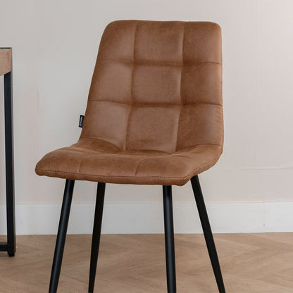 Eetkamerstoel Tess | Micro Suède Cognac