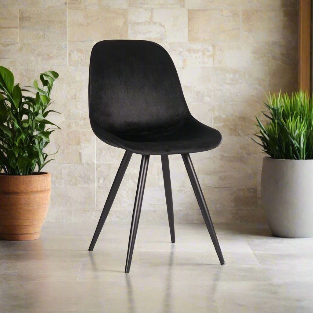 Eetkamerstoel Capri | Zwart Velvet