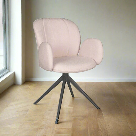 Eetkamerstoel Kimball | Naturel Bouclé | Zwart Onderstel