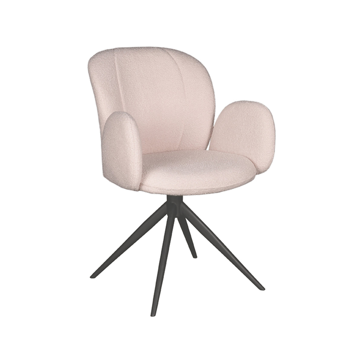 Eetkamerstoel Kimball | Naturel Bouclé | Zwart Onderstel