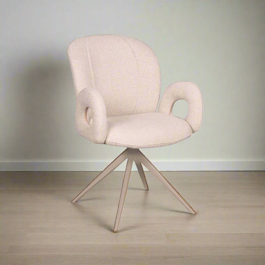 Eetkamerstoel Neo | Naturel Bouclé | Onderstel