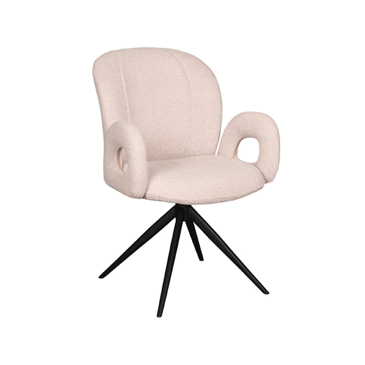 Eetkamerstoel Neo | Naturel Bouclé | Zwart Onderstel