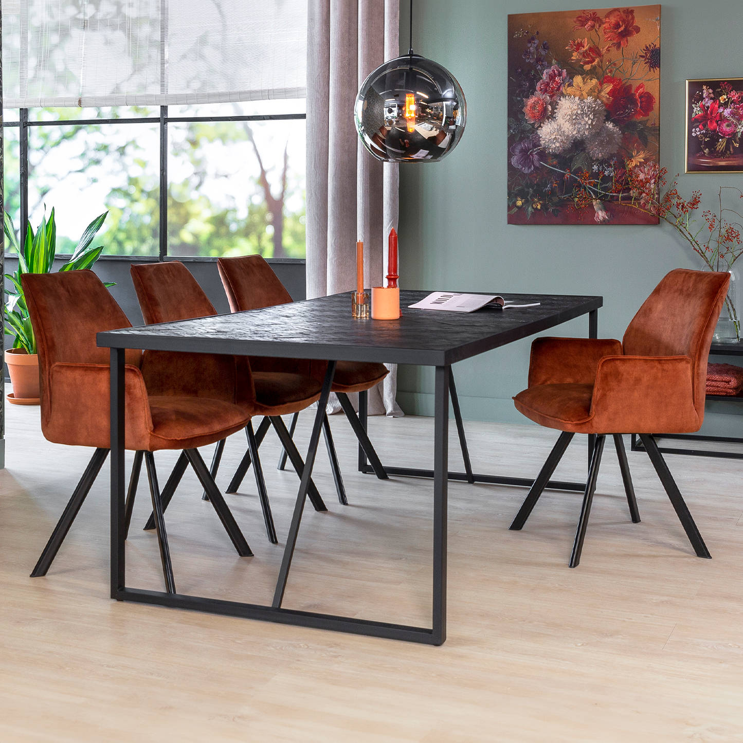 Eetkamertafel Foxton | Zwart Teak