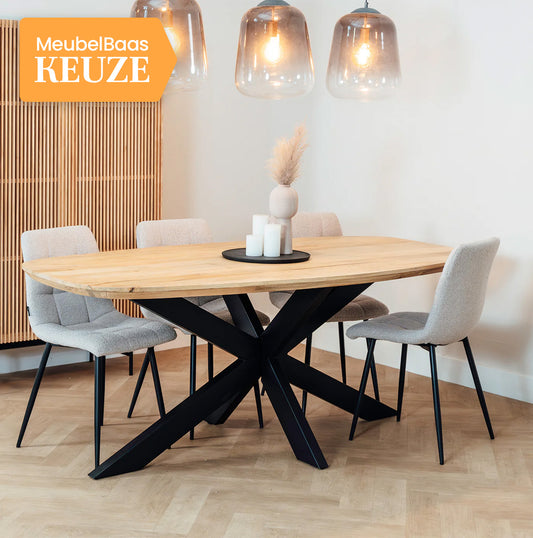 Eettafel Floor | Deens Ovaal | Naturel Mango