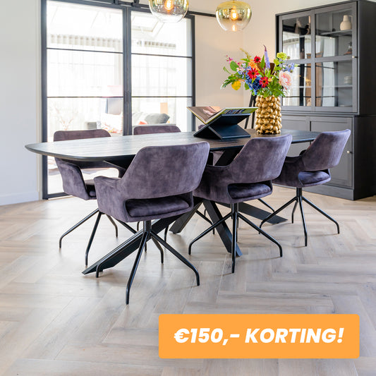 Eettafel Mia | Eikenhout | Zwart