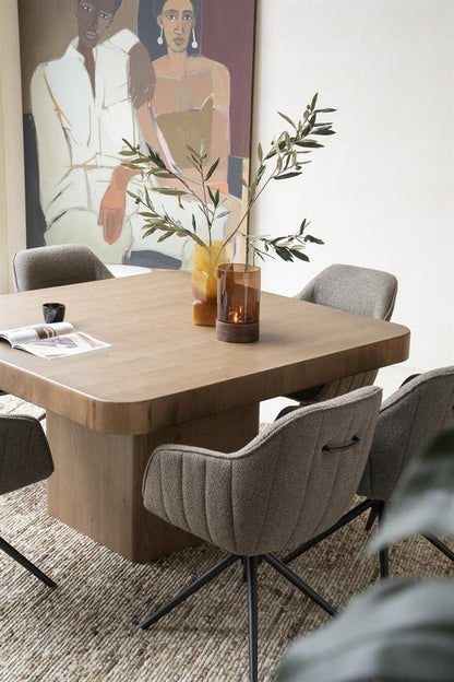 Eettafel Harmonie | Bruin Eikenhout | Vierkant — Zijaanzicht - sfeer