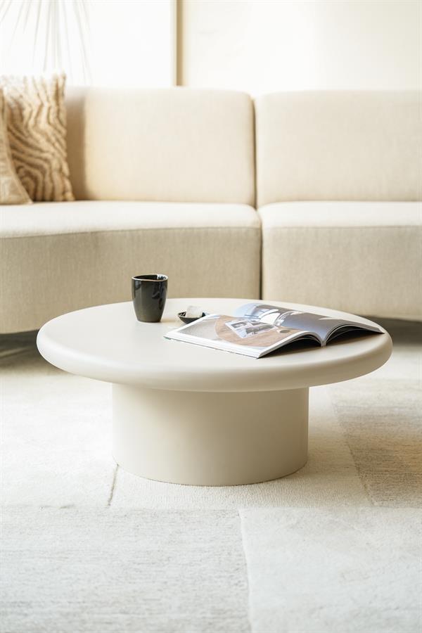 Salontafel Jade zand magnesium oxide, vooraanzicht in een interieur