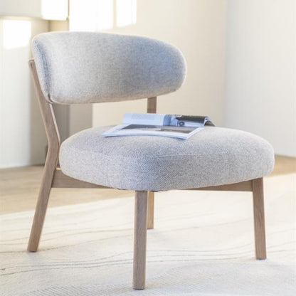 Fauteuil Mikky | Taupe Stof | Naturel Eikenhout