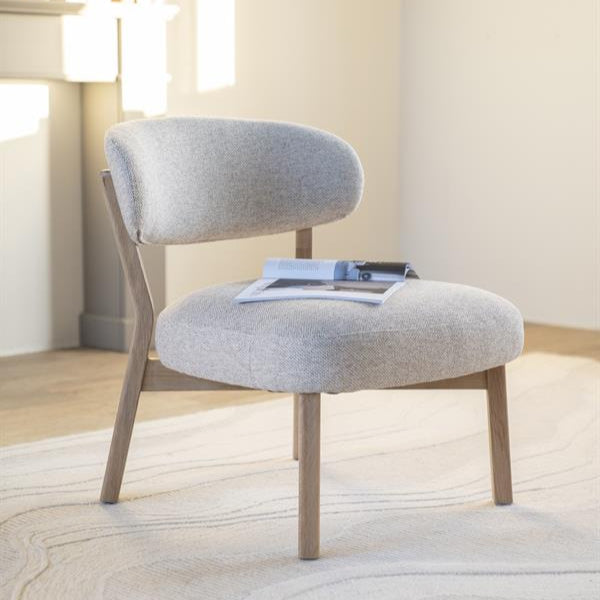 Fauteuil Mikky | Taupe Stof | Naturel Eikenhout