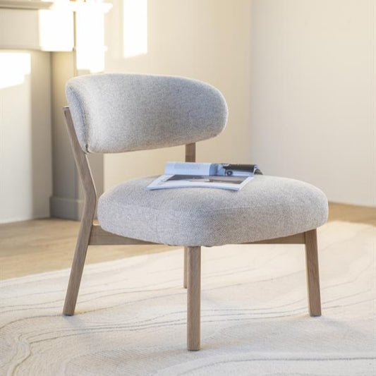 Fauteuil Mikky | Taupe Stof | Naturel Eikenhout