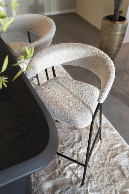 Barkruk Luka | Beige Polyester — Vooraanzicht - sfeer