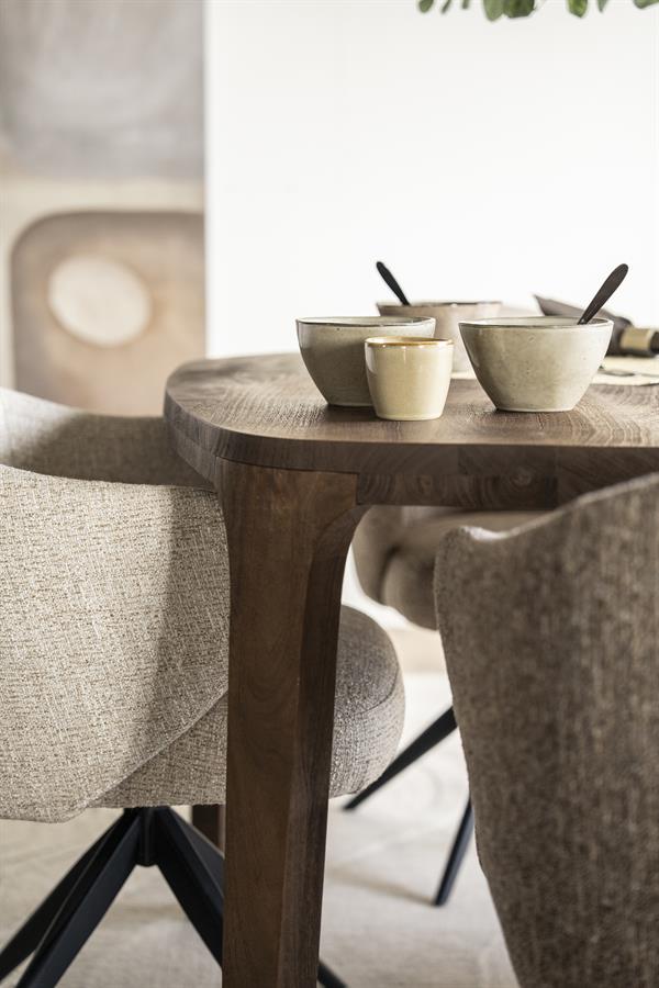 Eettafel Taylor | Bruin Mangohout — Zijaanzicht - sfeer