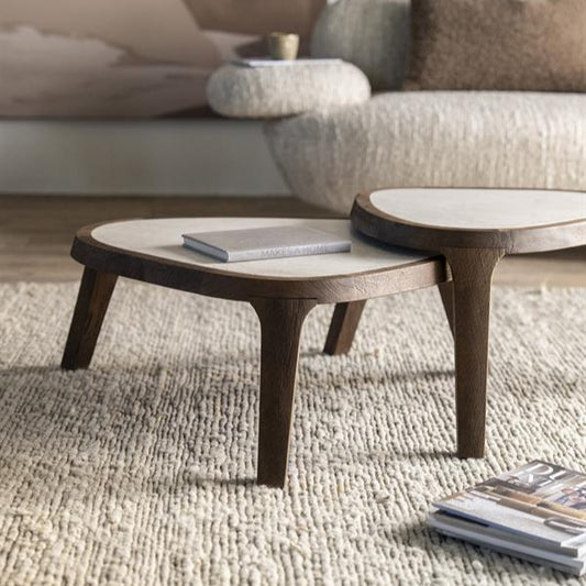 Salontafel Fred | Bruin Mango hout & Botticino marmer