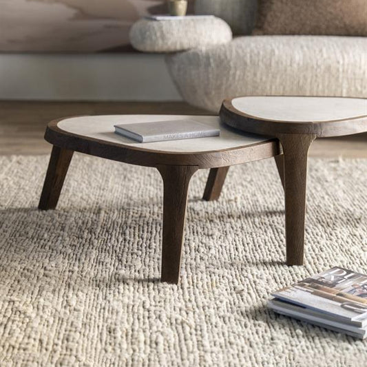 Salontafel Fred | Bruin Mango hout & Botticino marmer