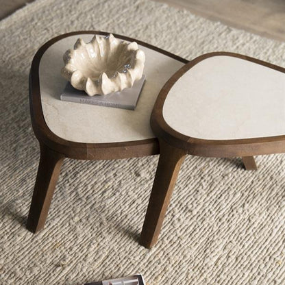 Salontafel Fred | Bruin Mango hout & Botticino marmer
