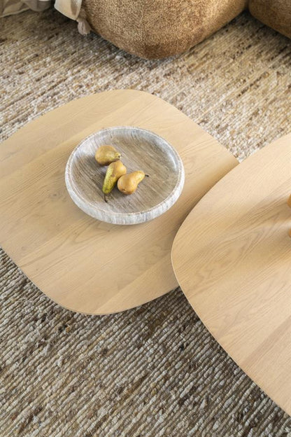 Salontafel Stef naturel eikenhout vierkant klein, detail van het materiaal