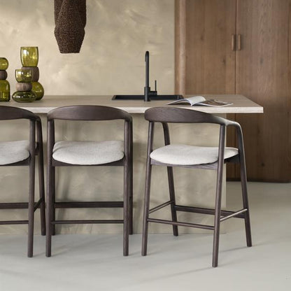 Barkruk Rayven | Donkerbruin Essenhout | Laag