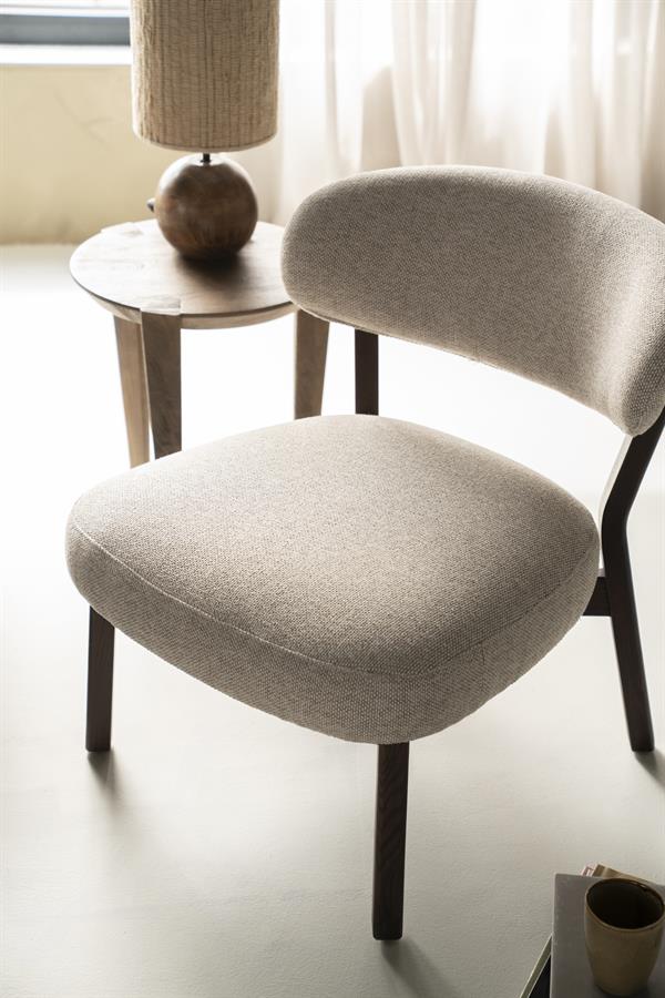 Fauteuil Mikky | Taupe Stof | Bruin Eikenhout