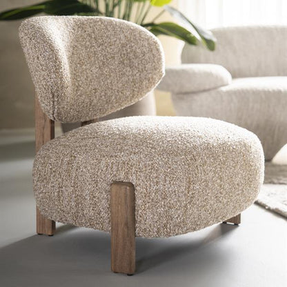 Fauteuil Reza | Beige Stof | Bruine Poot
