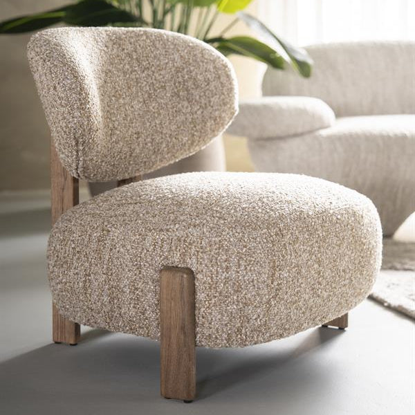 Fauteuil Reza | Taupe Stof | Bruine Poot