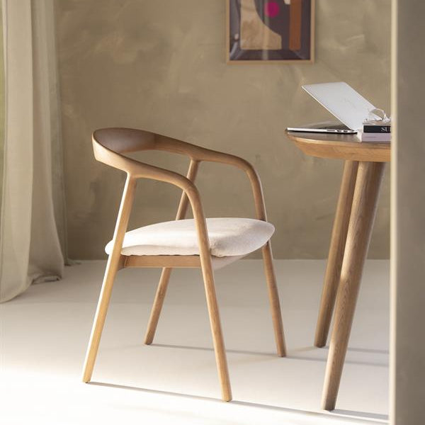 Eetkamerstoel Rayven | Bruin Essenhout | Met Armleuning