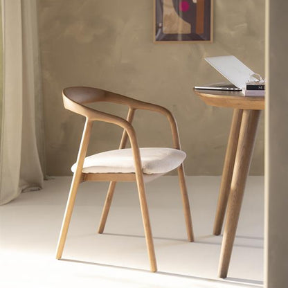 Eetkamerstoel Rayven | Bruin Essenhout | Met Armleuning