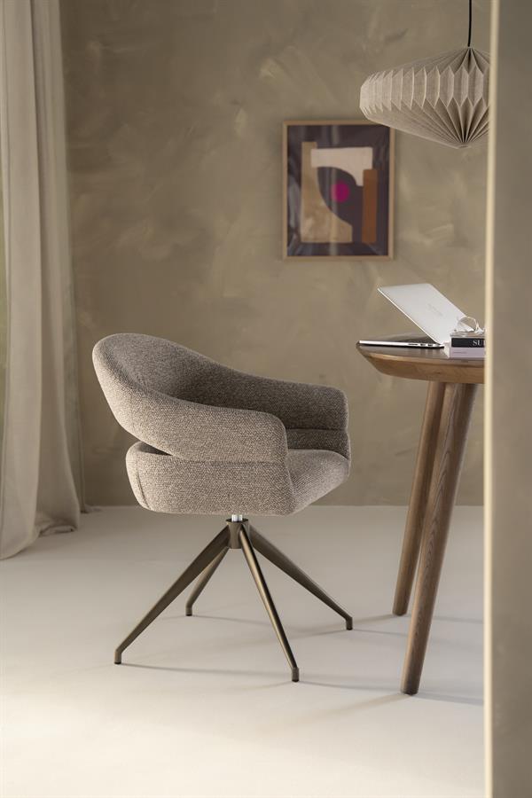 Eetkamerstoel Hailey | Taupe Eira | Brons Onderstel