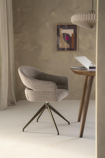 Eetkamerstoel Hailey | Taupe Eira | Brons Onderstel