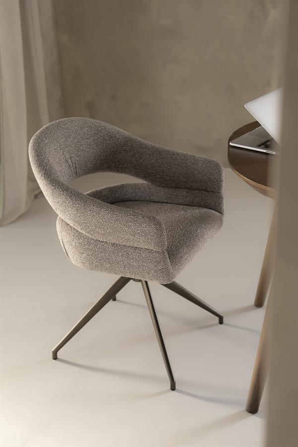 Eetkamerstoel Hailey | Taupe Eira | Brons Onderstel