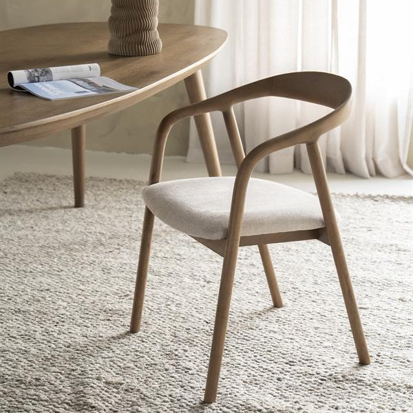 Eetkamerstoel Rayven | Bruin Essenhout | Met Armleuning