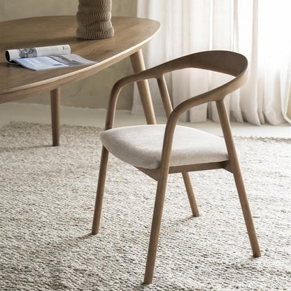 Eetkamerstoel Rayven | Bruin Essenhout | Met Armleuning