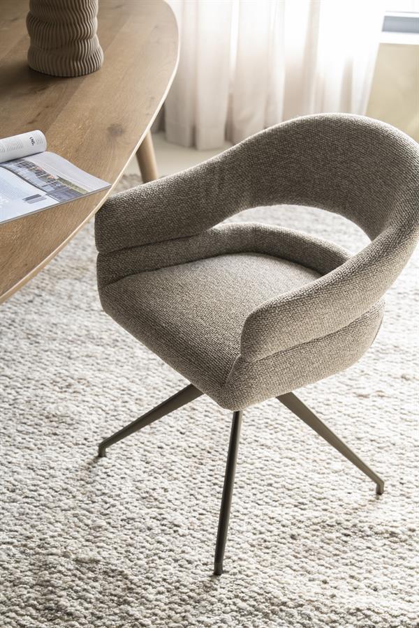 Eetkamerstoel Hailey | Taupe Eira | Brons Onderstel