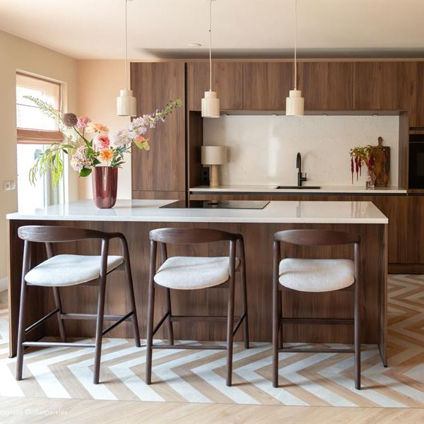 Barkruk Rayven | Donkerbruin Essenhout | Laag