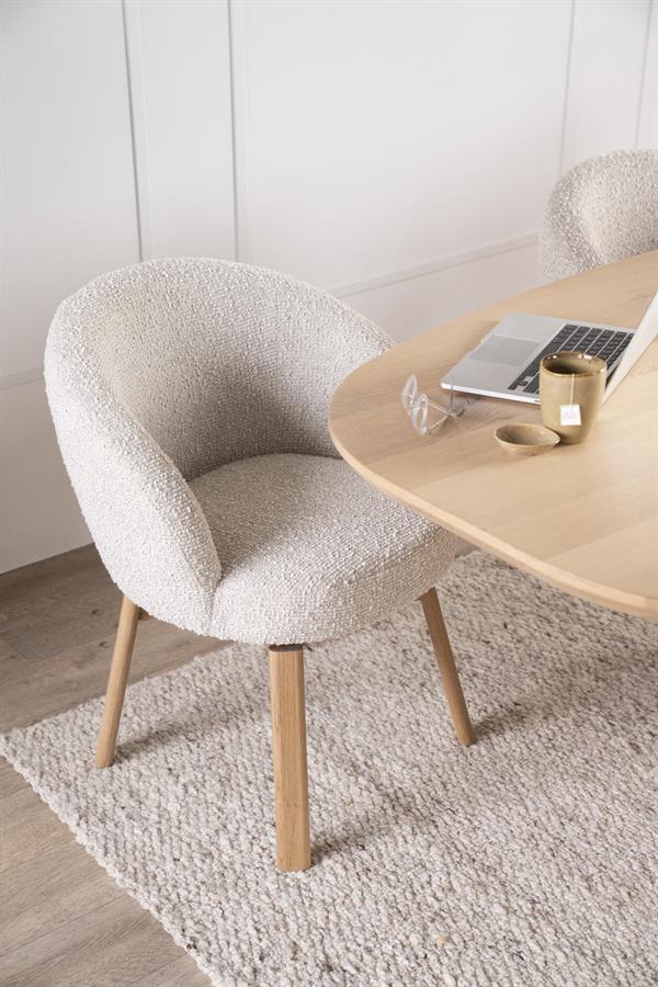 Eetkamerstoel Livia |  Stof | Beige — Vooraanzicht - sfeer