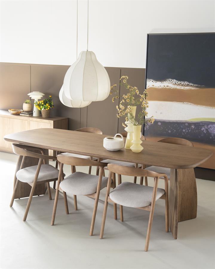 Eetkamerstoel Rayven | Bruin Essenhout | Met Armleuning