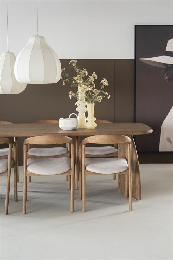 Eetkamerstoel Rayven | Bruin Essenhout | Met Armleuning