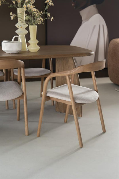 Eetkamerstoel Rayven | Bruin Essenhout | Met Armleuning