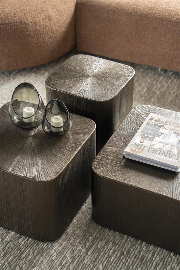 Salontafel Silva bruin metaal set van 3 in een interieur