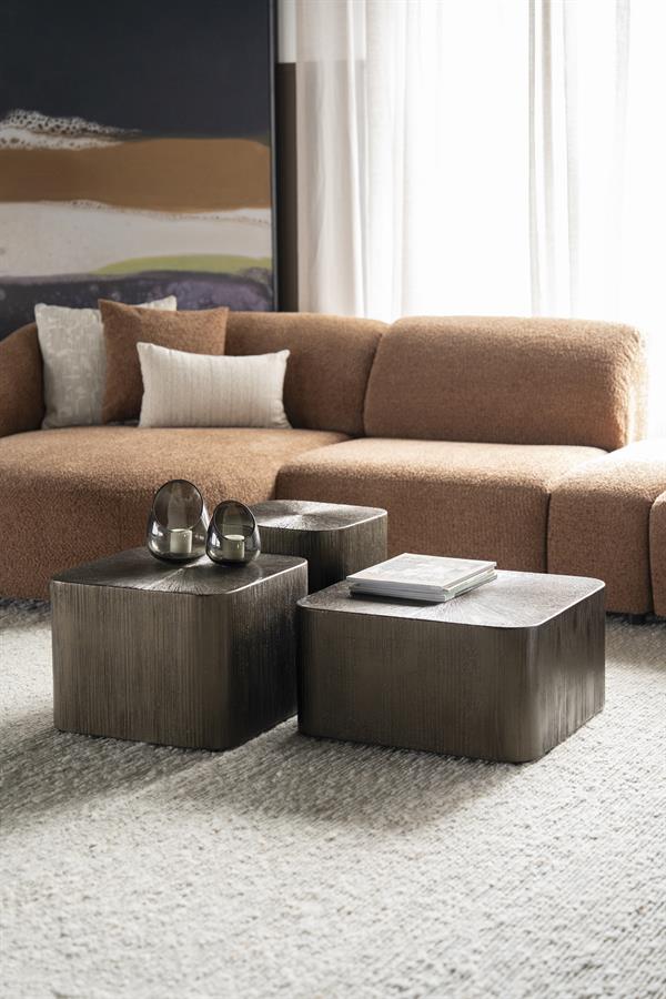 Salontafel Silva bruin metaal set van 3