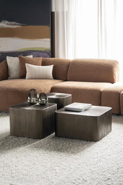 Salontafel Silva bruin metaal set van 3