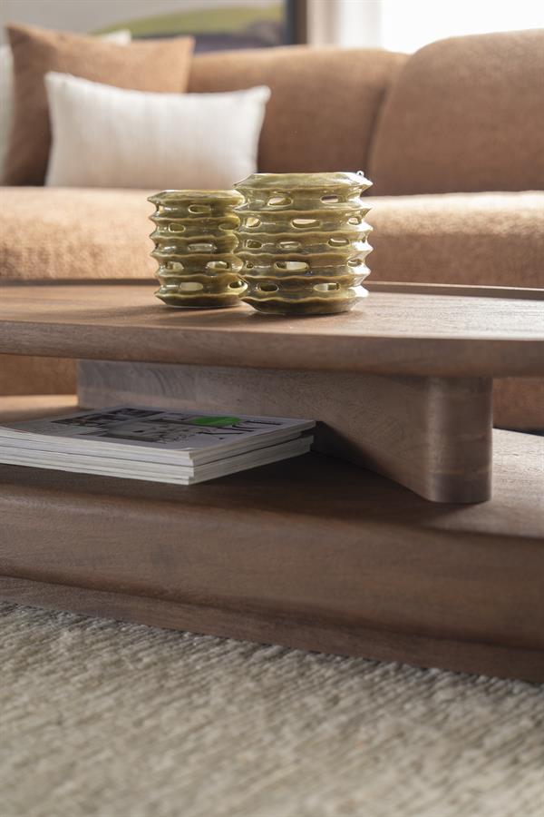 Salontafel Nino bruin mangohout, detail van het materiaal