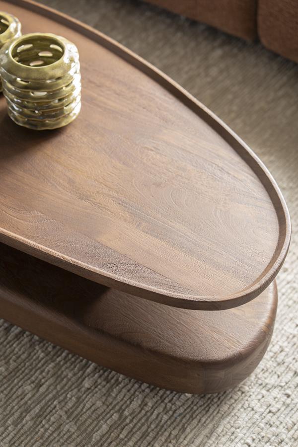 Salontafel Nino bruin mangohout, detail van het materiaal