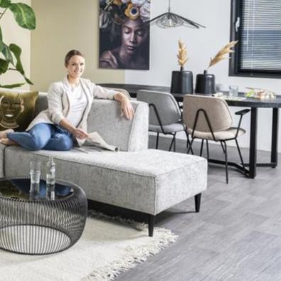 Eetkamerstoel Lynn | Grijs Stof | Met Armleuning